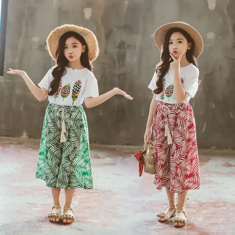 Summer Girls Clothes Sets Baby Girl Short Sleeve Shirt Top+Shorts Suits Kids Clothing Printed Children's Clothes 2pcs 9
