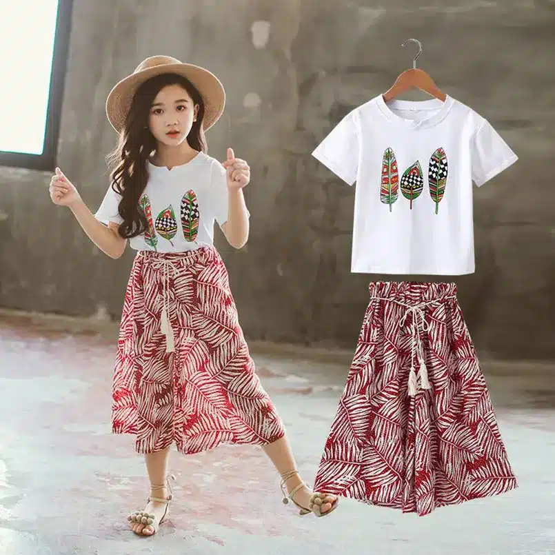 Summer Girls Clothes Sets Baby Girl Short Sleeve Shirt Top+Shorts Suits Kids Clothing Printed Children's Clothes 2pcs 11