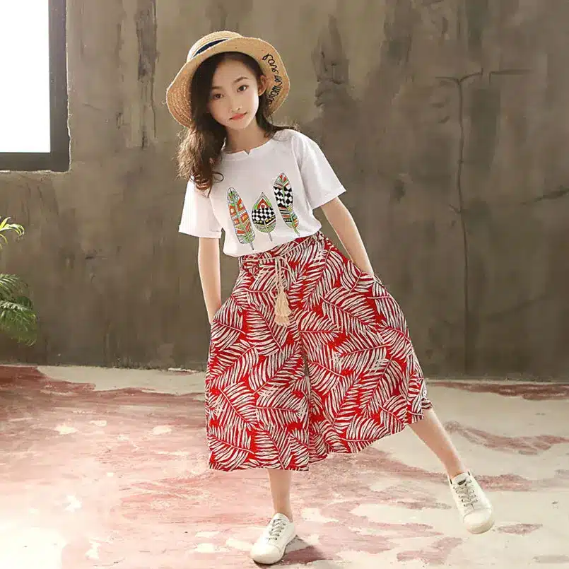 Summer Girls Clothes Sets Baby Girl Short Sleeve Shirt Top+Shorts Suits Kids Clothing Printed Children's Clothes 2pcs 12