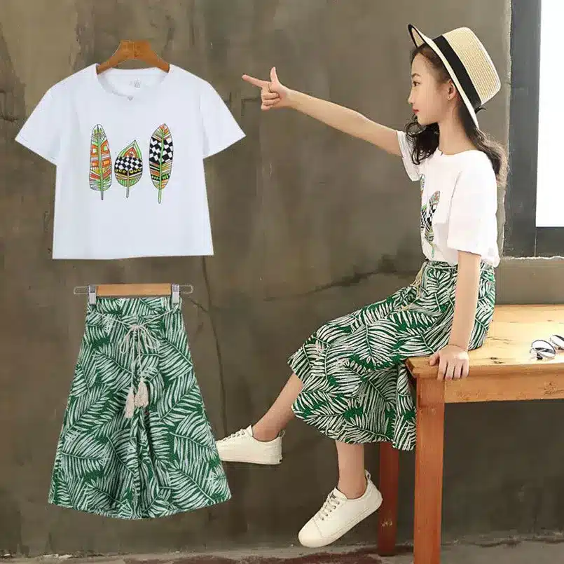Summer Girls Clothes Sets Baby Girl Short Sleeve Shirt Top+Shorts Suits Kids Clothing Printed Children's Clothes 2pcs 13