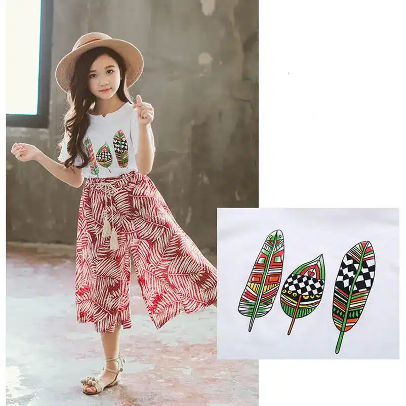 Summer Girls Clothes Sets Baby Girl Short Sleeve Shirt Top+Shorts Suits Kids Clothing Printed Children's Clothes 2pcs 17