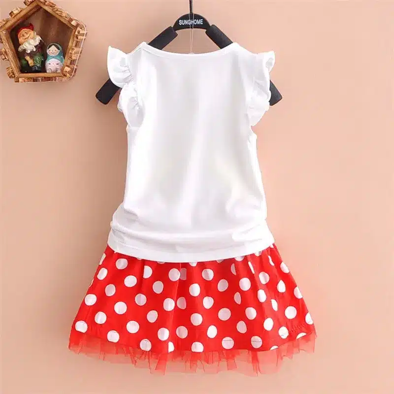 New 2019 T-shirt + skirt baby child suit 2 pieces fashion girls clothing sets Minnie children's clothes bowknot shirt dress 2-10 4