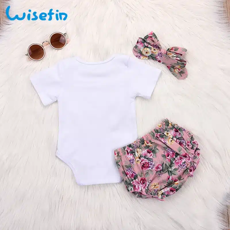 Newborn Baby Girl Clothing Set Summer Baby Bodysuits+Floral PP Shorts+Headband Infant Outfits Cute Toddler Girl Clothes P45 20