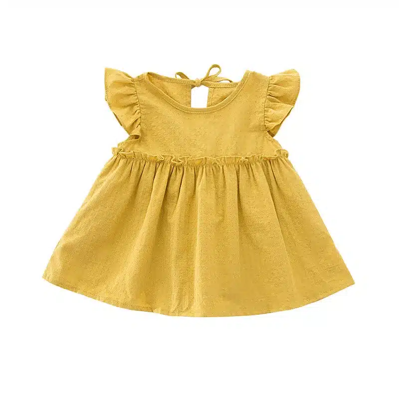 LILIGIRL Ruffle Sleeve Kids Summer Dress for Girls Blouses Tops Linen Elegant Princess Party Dresses 2019 Baby Shirts Clothes 5