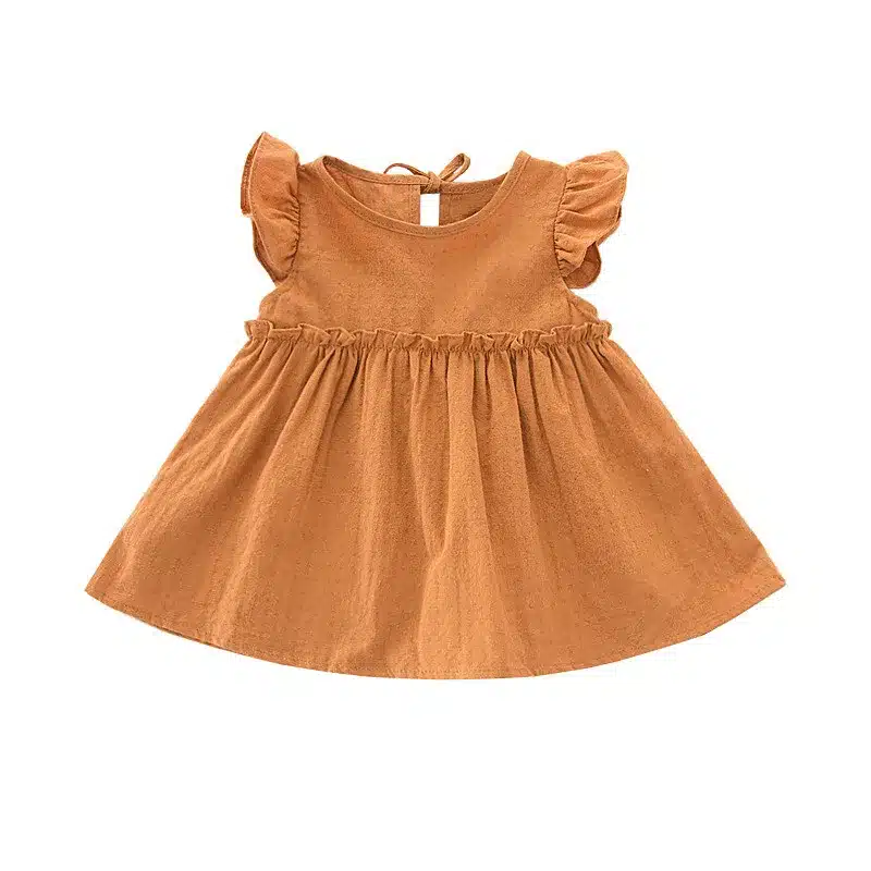 LILIGIRL Ruffle Sleeve Kids Summer Dress for Girls Blouses Tops Linen Elegant Princess Party Dresses 2019 Baby Shirts Clothes 6