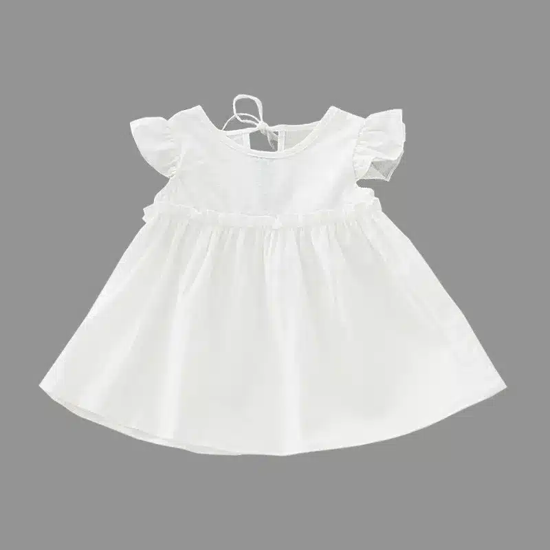 LILIGIRL Ruffle Sleeve Kids Summer Dress for Girls Blouses Tops Linen Elegant Princess Party Dresses 2019 Baby Shirts Clothes 8