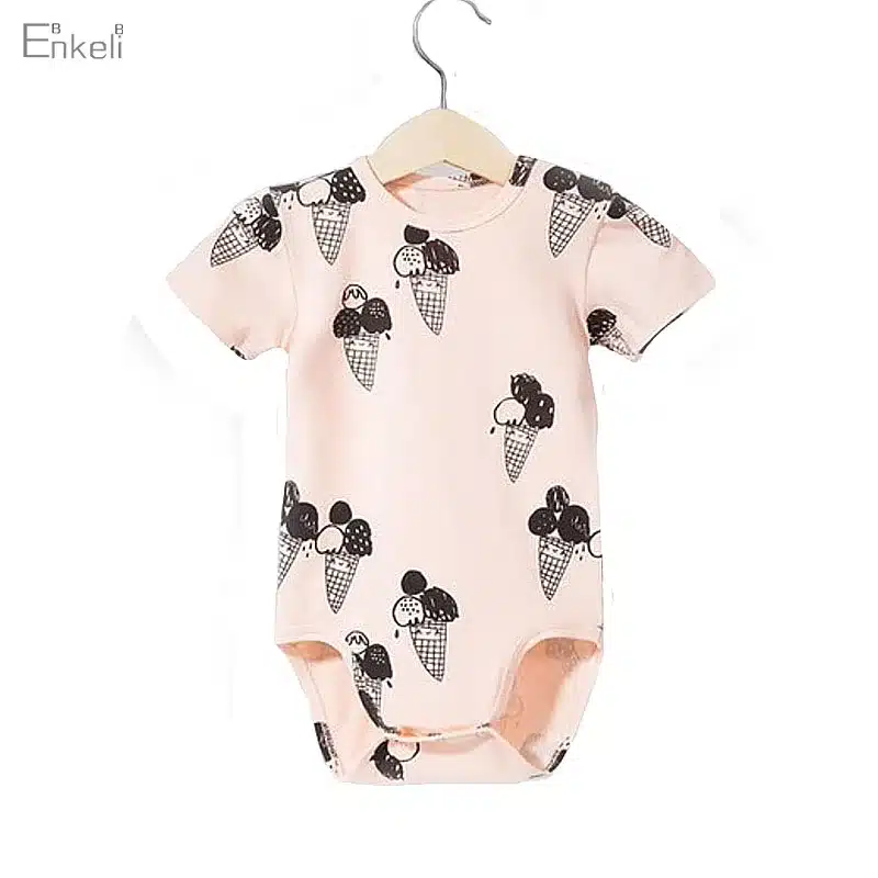 EnkeliBB Clearance Brand CLothing For Kids Girls Ice Cream Dresses Baby Ice Cream Romper Brother Sister Matching Twins Clothes 1