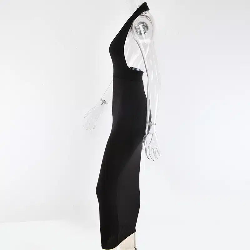 Articat Halter Backless Sexy Knitted Pencil Dress Women White Off Shoulder Long Bodycon Party Dress Elegant Summer Dress 2019 19