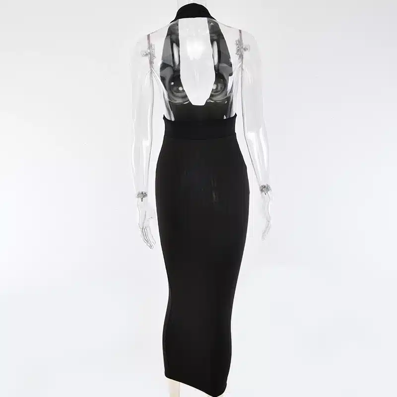 Articat Halter Backless Sexy Knitted Pencil Dress Women White Off Shoulder Long Bodycon Party Dress Elegant Summer Dress 2019 20