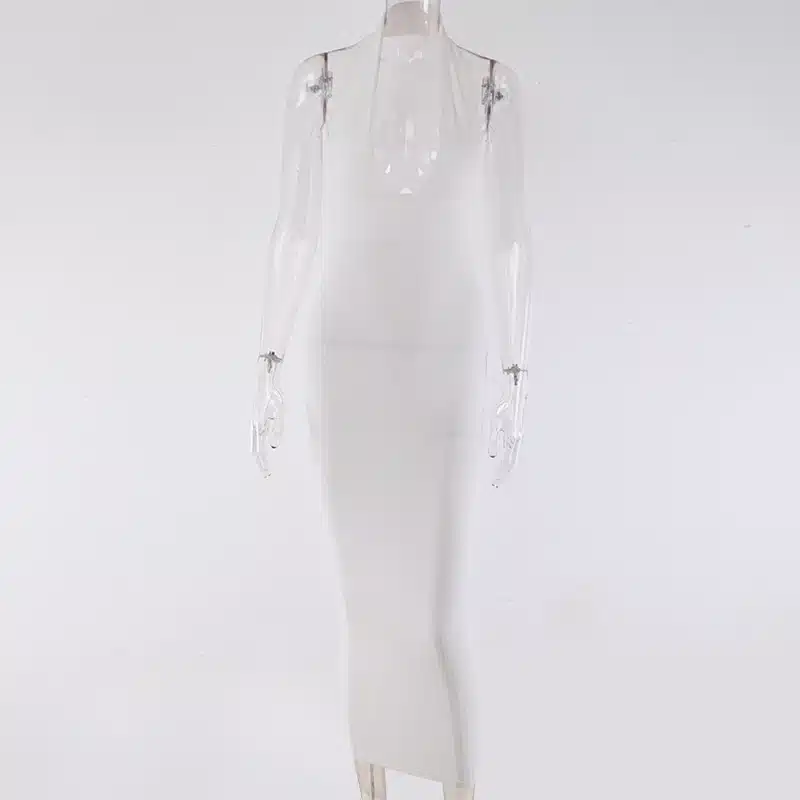 Articat Halter Backless Sexy Knitted Pencil Dress Women White Off Shoulder Long Bodycon Party Dress Elegant Summer Dress 2019 24