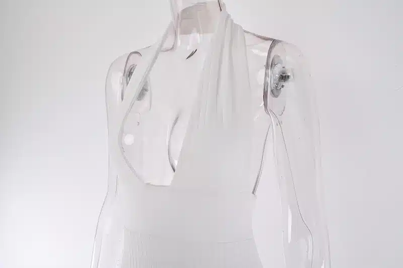 Articat Halter Backless Sexy Knitted Pencil Dress Women White Off Shoulder Long Bodycon Party Dress Elegant Summer Dress 2019 28