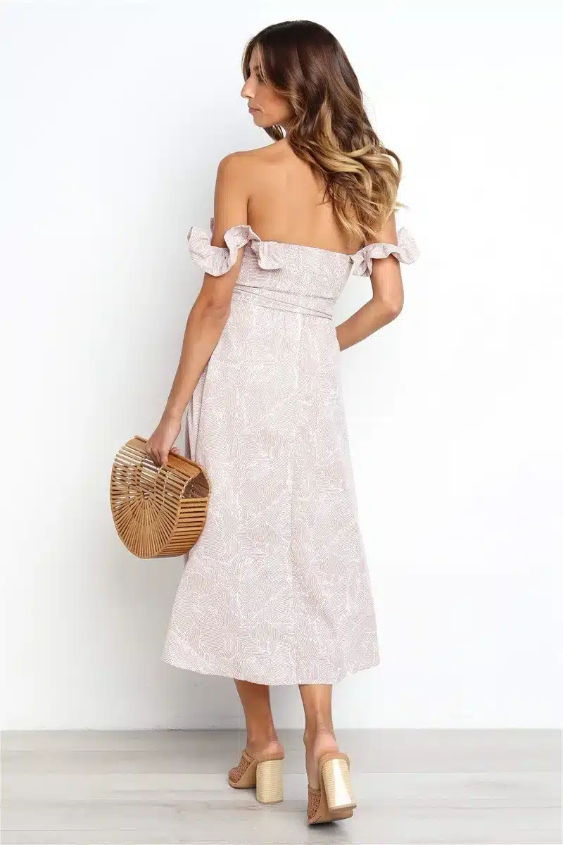 Backless Sexy Women Summer Dress 2019 Ruffles Off Shoulder Beach Dress Buttons Strapless Long Sundress Boho Midi Dress Ladies 15