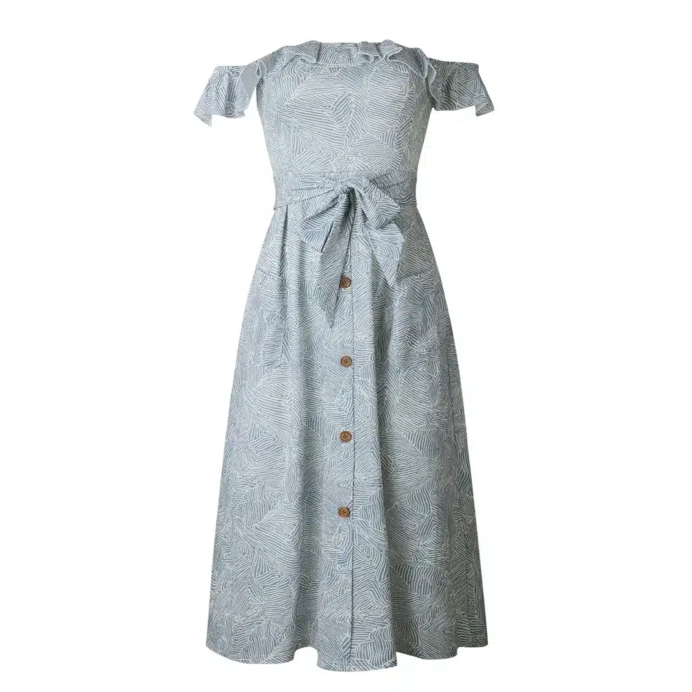 Backless Sexy Women Summer Dress 2019 Ruffles Off Shoulder Beach Dress Buttons Strapless Long Sundress Boho Midi Dress Ladies 46