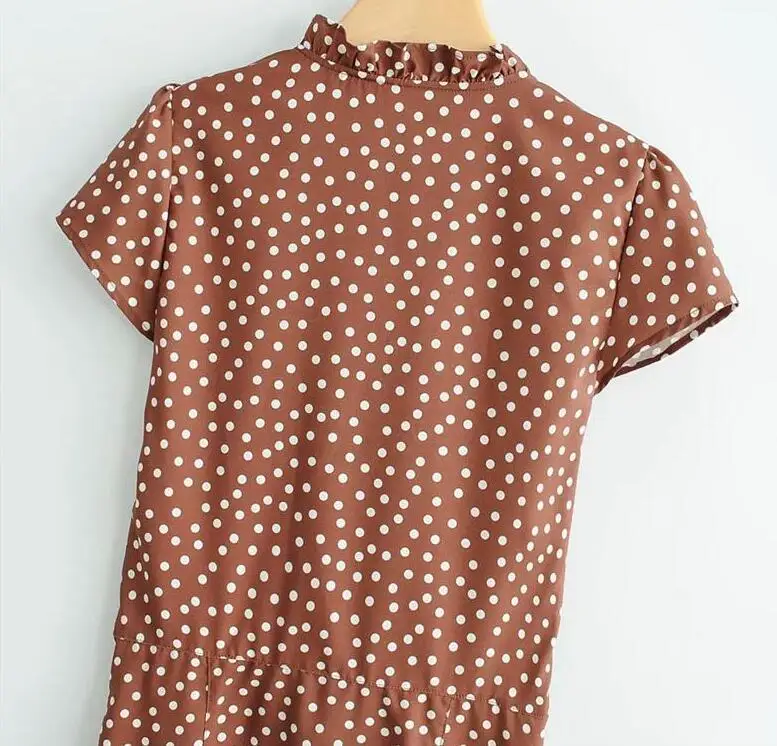 Women Summer Dress 2019 Polka Dot Printing Long Dress Women Ruffles V Neck Vacation Sundress Short Sleeve Slim Vestidos 13