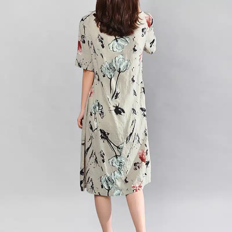Plus Size Summer Dress Celmia 2019 Women Vintage Floral Print Midi Dresses Short Sleeve Beach Sundress Casual Loose Vestidos 5XL 14