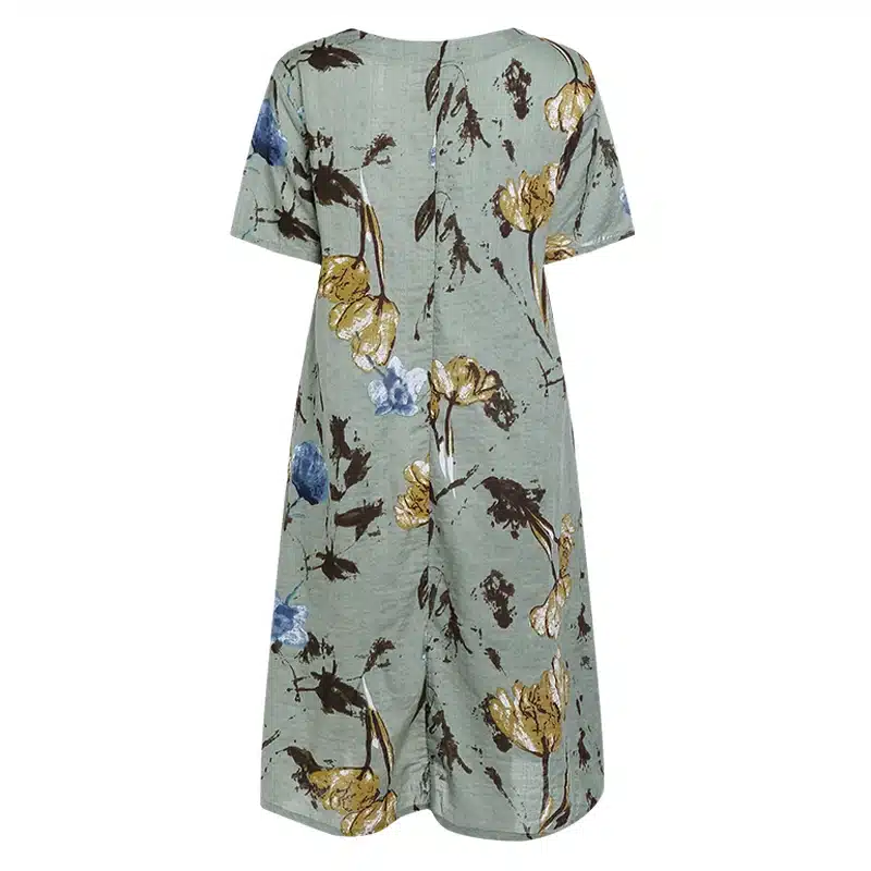 Plus Size Summer Dress Celmia 2019 Women Vintage Floral Print Midi Dresses Short Sleeve Beach Sundress Casual Loose Vestidos 5XL 18