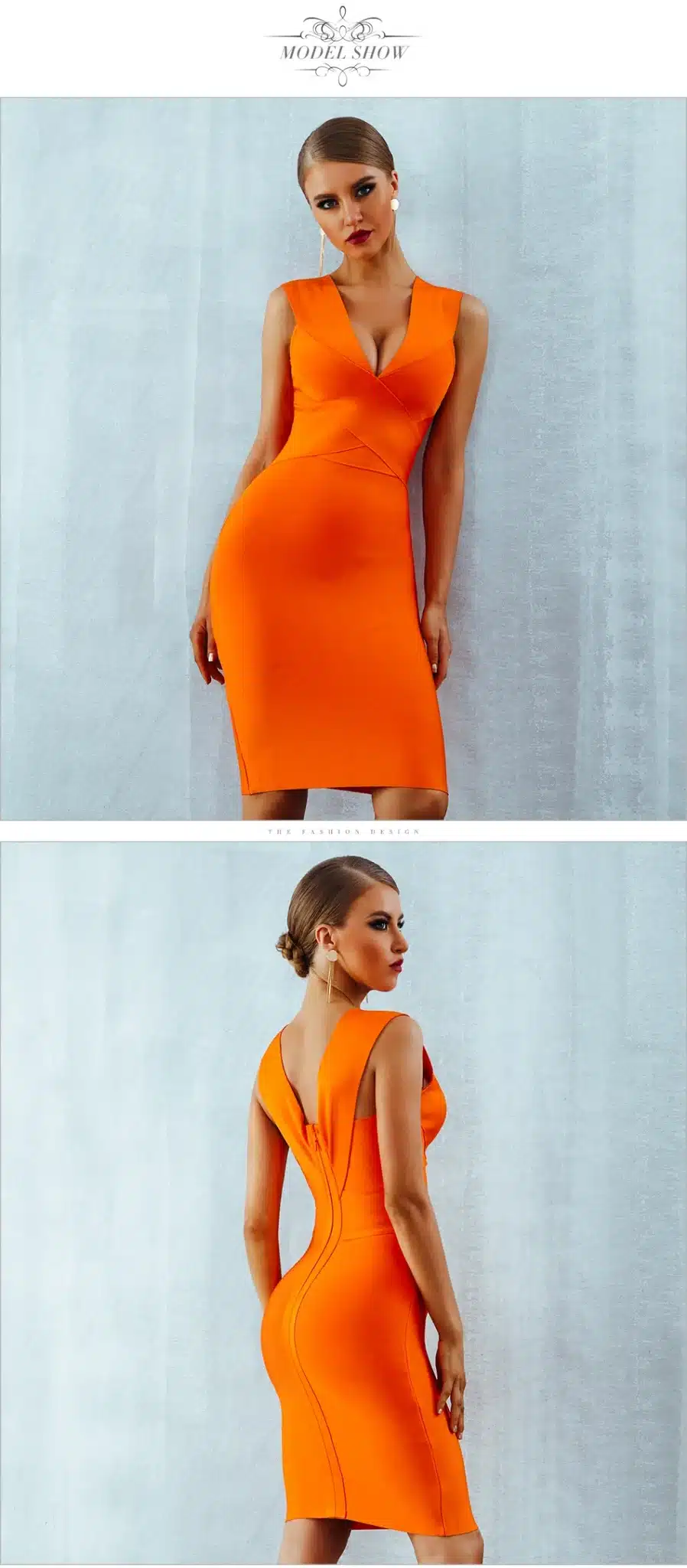 ADYCE Summer Women Bandage Dress Vestidos Verano 2019 Orange Red Tank Sexy Deep V-Neck Sleeveless Bodycon Celebrity Party Dress 13
