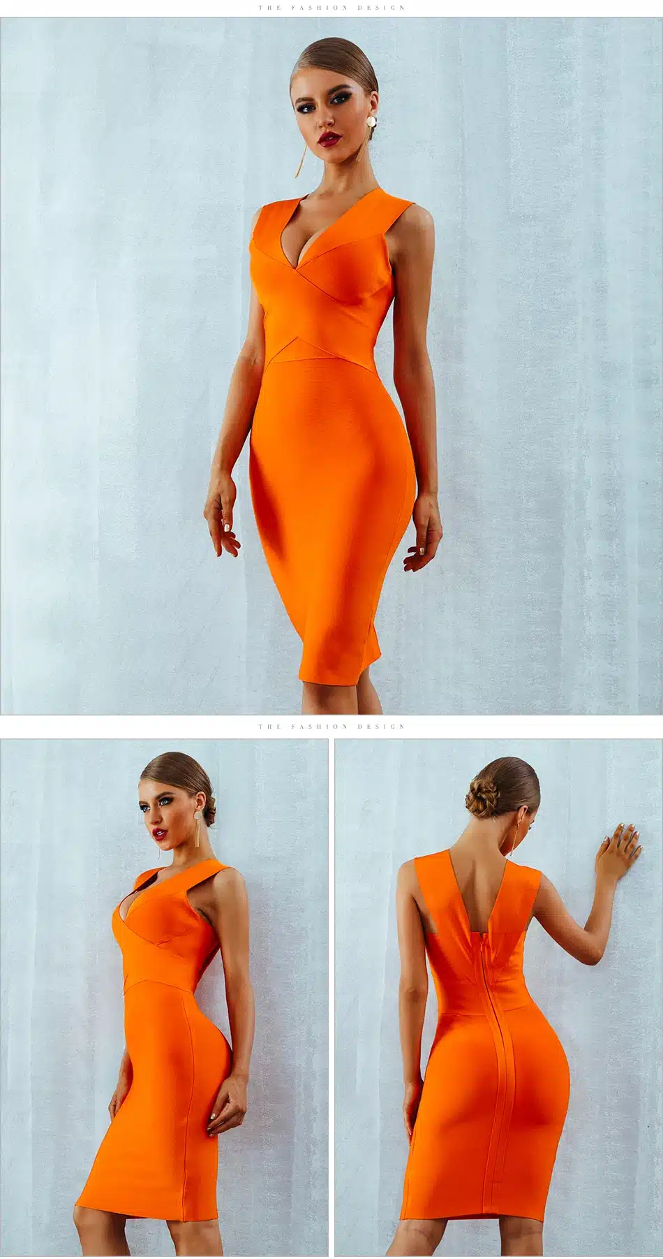 ADYCE Summer Women Bandage Dress Vestidos Verano 2019 Orange Red Tank Sexy Deep V-Neck Sleeveless Bodycon Celebrity Party Dress 14