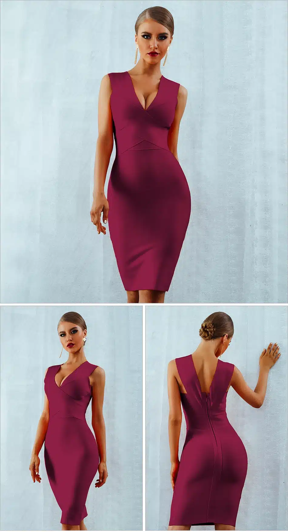 ADYCE Summer Women Bandage Dress Vestidos Verano 2019 Orange Red Tank Sexy Deep V-Neck Sleeveless Bodycon Celebrity Party Dress 15