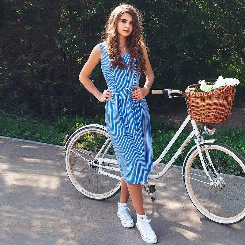 Blue Striped Bow Bandage Dress 2019 Summer Sexy Sleeveless Strap Shirt Dress Single-Breasted Elegant Women Party Dress Vestidos 17