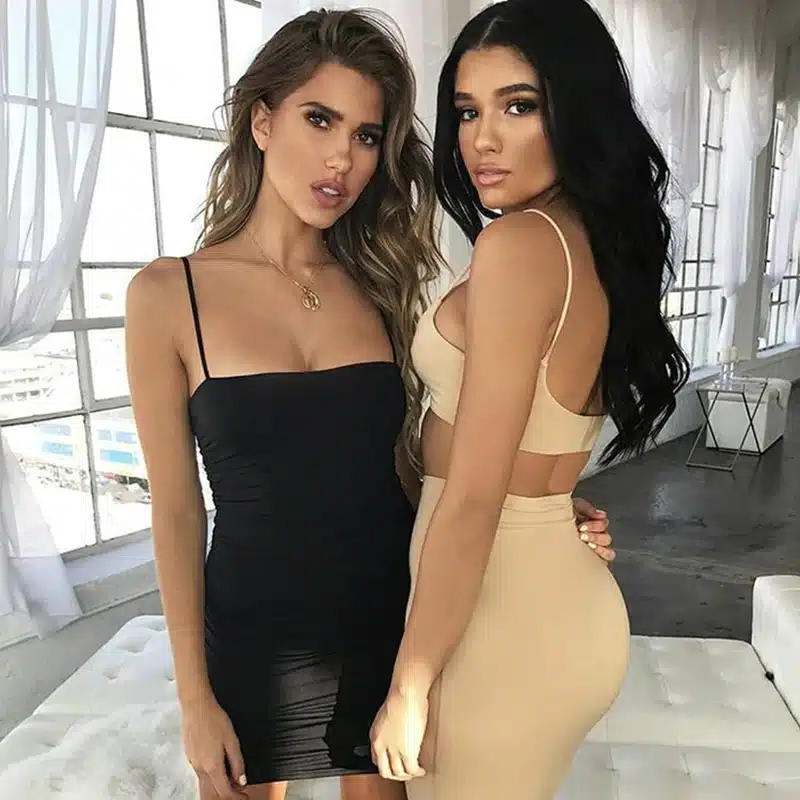 Articat Black Sexy Bodycon Summer Dress 2019 Strapless Spaghetti Strap Bandage Mini Dress Party Casual Basic Beach Dress Short 12