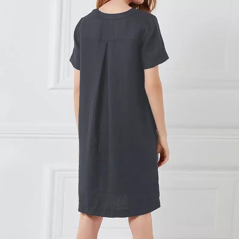 Summer Linen Dress 2019 Celmia Women Tunic Top Short Sleeve Shirt Button Female Vintage Casual Sundress Sarafans Vestidos S-5XL 11