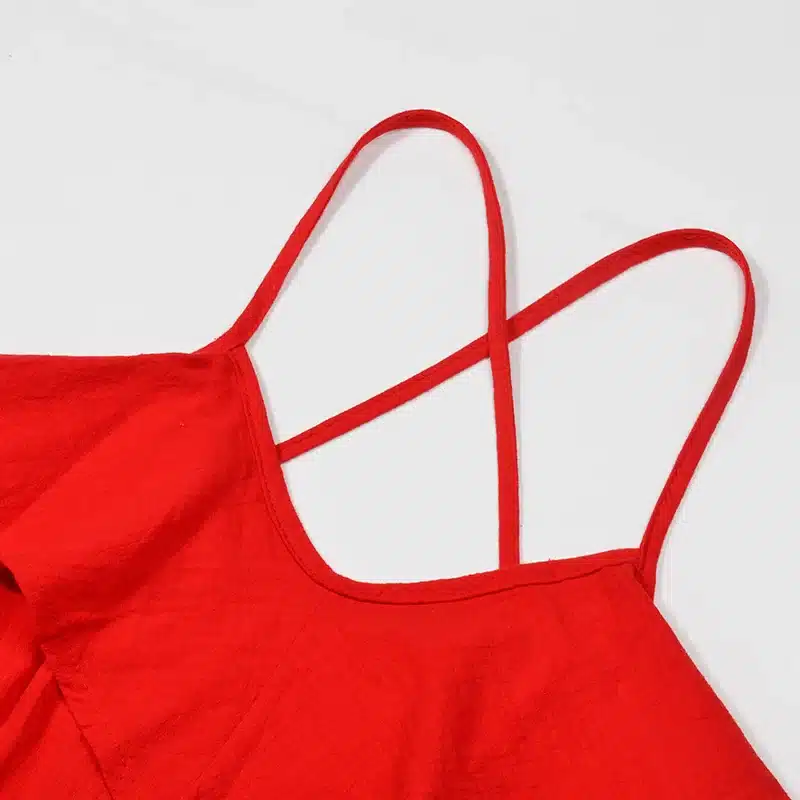 DeRuiLaDy 2019 Women Summer Straps Beach Chiffon Dress Sexy V Neck Open Back Lace Up Ruffles Mini Dresses Casual Dress Vestidos 21