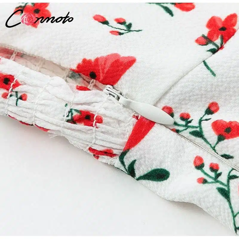 Conmoto Casual Floral Print Short Dress Women 2019 Summer Holiday Sexy Beach Chiffon Dress Dress Femme Lace Up Dress Vestidos 28