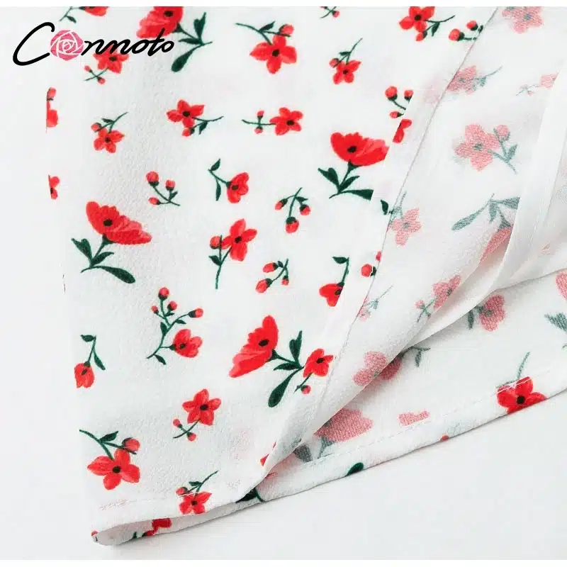 Conmoto Casual Floral Print Short Dress Women 2019 Summer Holiday Sexy Beach Chiffon Dress Dress Femme Lace Up Dress Vestidos 29