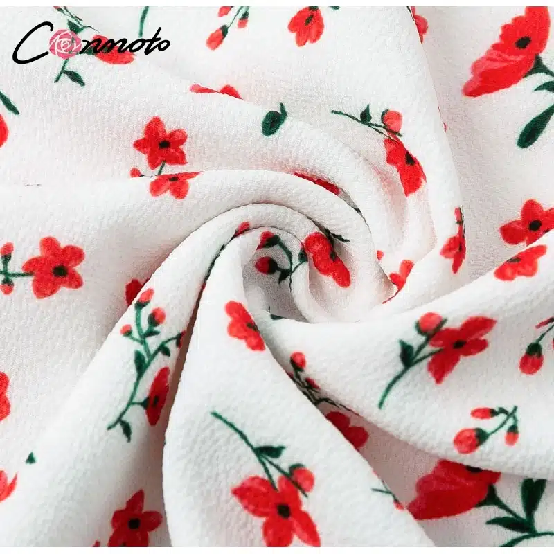 Conmoto Casual Floral Print Short Dress Women 2019 Summer Holiday Sexy Beach Chiffon Dress Dress Femme Lace Up Dress Vestidos 31