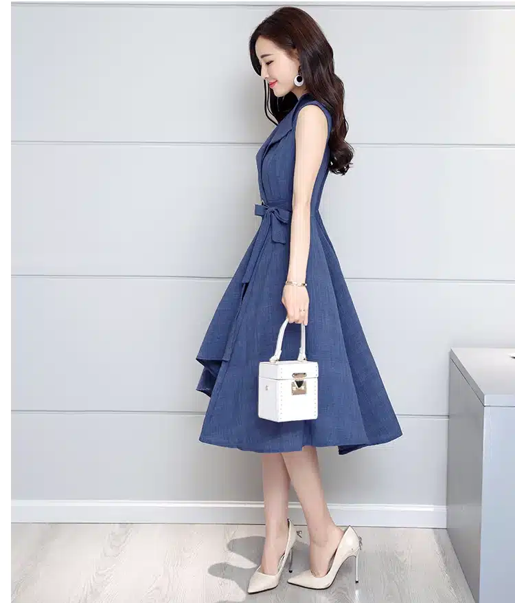 Saiqigui 2019 new fashion Summer Dress Sleeveless work OL women dress casual A-Lin v-neck Elegant dress vestidos de festa 17