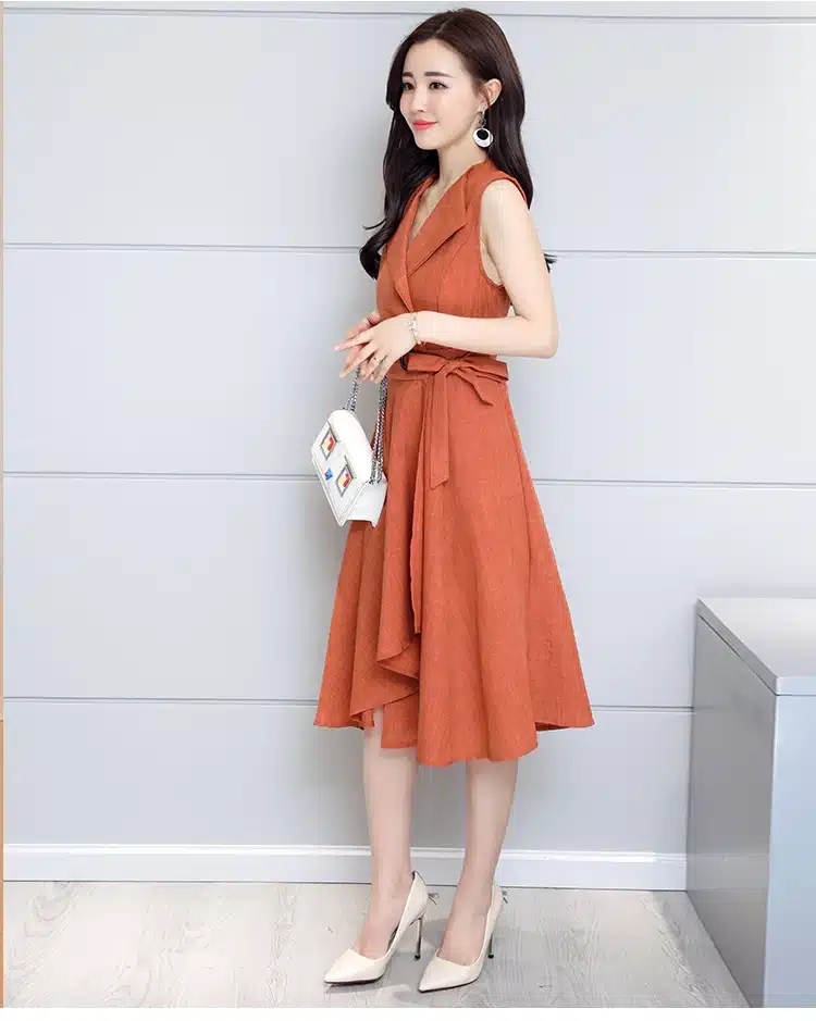 Saiqigui 2019 new fashion Summer Dress Sleeveless work OL women dress casual A-Lin v-neck Elegant dress vestidos de festa 19