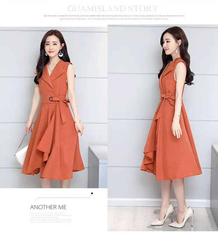 Saiqigui 2019 new fashion Summer Dress Sleeveless work OL women dress casual A-Lin v-neck Elegant dress vestidos de festa 20
