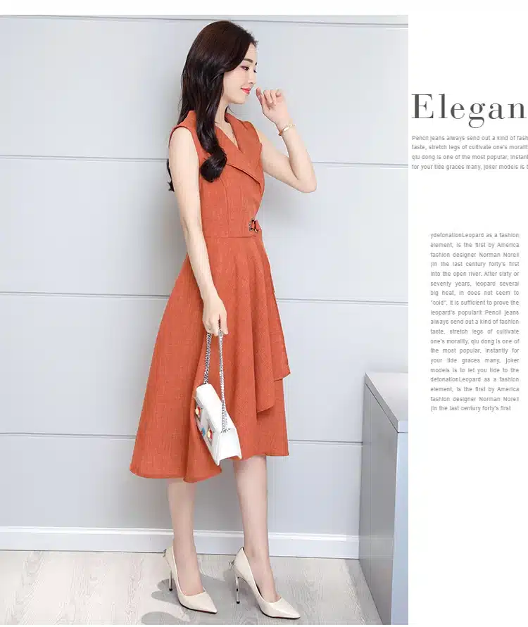 Saiqigui 2019 new fashion Summer Dress Sleeveless work OL women dress casual A-Lin v-neck Elegant dress vestidos de festa 22