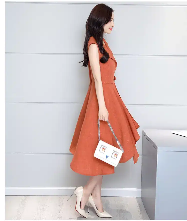 Saiqigui 2019 new fashion Summer Dress Sleeveless work OL women dress casual A-Lin v-neck Elegant dress vestidos de festa 23