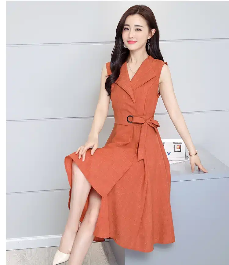 Saiqigui 2019 new fashion Summer Dress Sleeveless work OL women dress casual A-Lin v-neck Elegant dress vestidos de festa 24