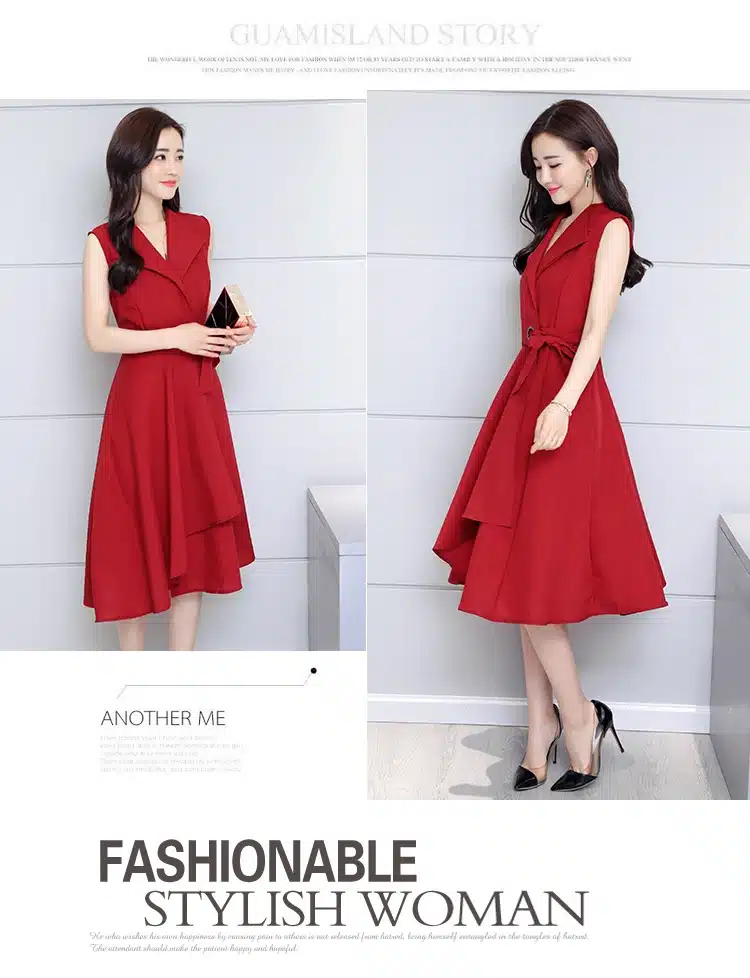 Saiqigui 2019 new fashion Summer Dress Sleeveless work OL women dress casual A-Lin v-neck Elegant dress vestidos de festa 26