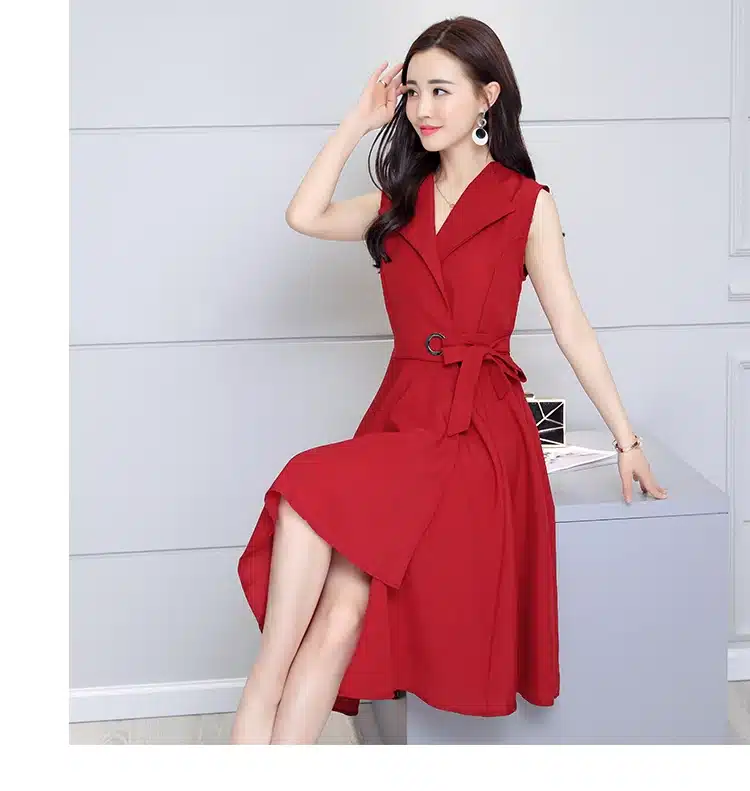 Saiqigui 2019 new fashion Summer Dress Sleeveless work OL women dress casual A-Lin v-neck Elegant dress vestidos de festa 27