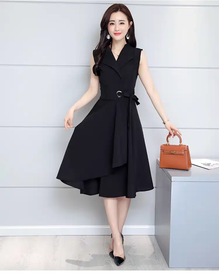 Saiqigui 2019 new fashion Summer Dress Sleeveless work OL women dress casual A-Lin v-neck Elegant dress vestidos de festa 31