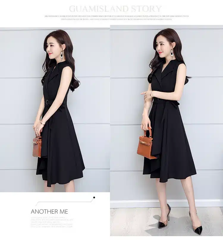 Saiqigui 2019 new fashion Summer Dress Sleeveless work OL women dress casual A-Lin v-neck Elegant dress vestidos de festa 32