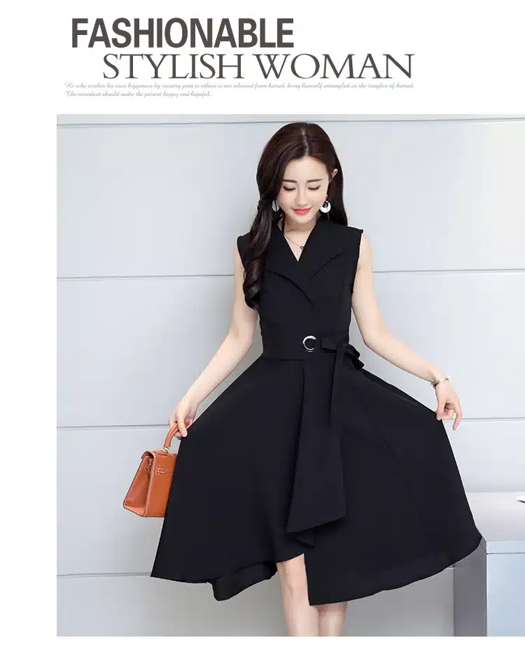 Saiqigui 2019 new fashion Summer Dress Sleeveless work OL women dress casual A-Lin v-neck Elegant dress vestidos de festa 33