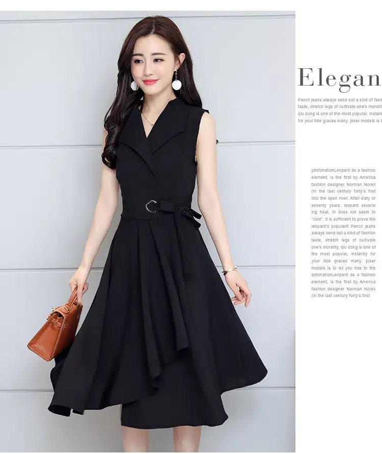 Saiqigui 2019 new fashion Summer Dress Sleeveless work OL women dress casual A-Lin v-neck Elegant dress vestidos de festa 34