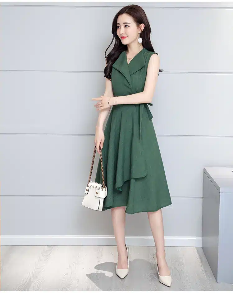 Saiqigui 2019 new fashion Summer Dress Sleeveless work OL women dress casual A-Lin v-neck Elegant dress vestidos de festa 37