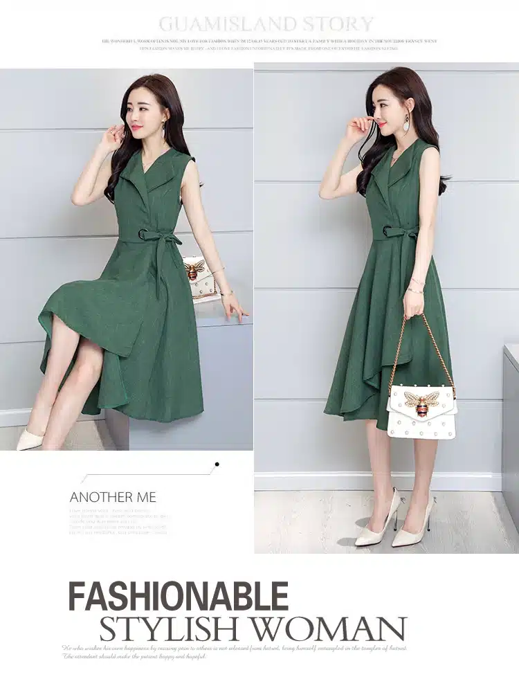 Saiqigui 2019 new fashion Summer Dress Sleeveless work OL women dress casual A-Lin v-neck Elegant dress vestidos de festa 38