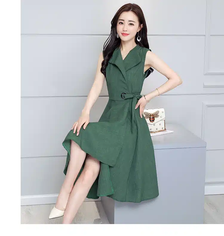Saiqigui 2019 new fashion Summer Dress Sleeveless work OL women dress casual A-Lin v-neck Elegant dress vestidos de festa 39