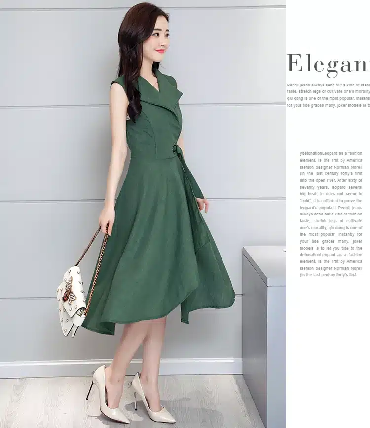 Saiqigui 2019 new fashion Summer Dress Sleeveless work OL women dress casual A-Lin v-neck Elegant dress vestidos de festa 40