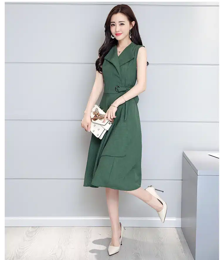 Saiqigui 2019 new fashion Summer Dress Sleeveless work OL women dress casual A-Lin v-neck Elegant dress vestidos de festa 41