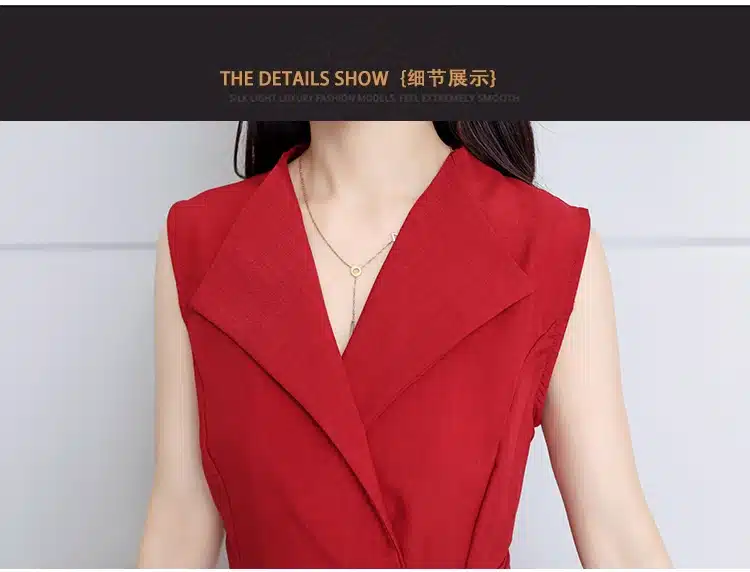 Saiqigui 2019 new fashion Summer Dress Sleeveless work OL women dress casual A-Lin v-neck Elegant dress vestidos de festa 43