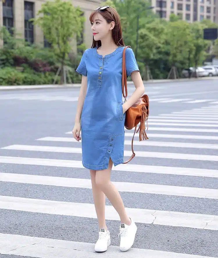 Korean Denim dress for women 2019 New Summer Casual Jeans Dress With button Pocket Sexy Denim Mini Dress Plus size 3XL A1425 10