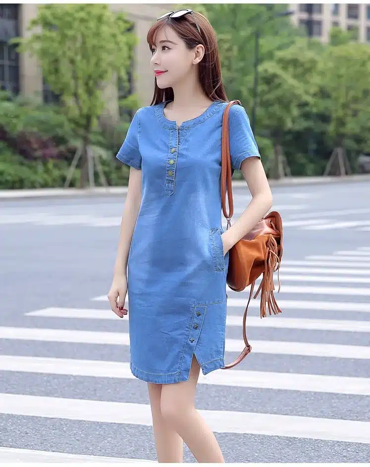 Korean Denim dress for women 2019 New Summer Casual Jeans Dress With button Pocket Sexy Denim Mini Dress Plus size 3XL A1425 16